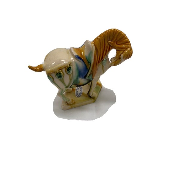 Beautiful Vintage Chinese Tang Dynasty Majolica Sancai Drip Glaze War Horse 1950